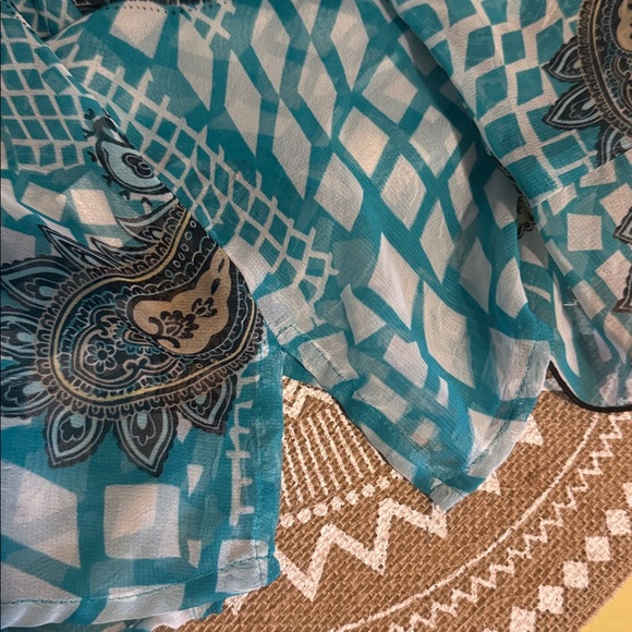 NICOLA Teal and Black Paisley Button Blouse - Picture 8 of 11